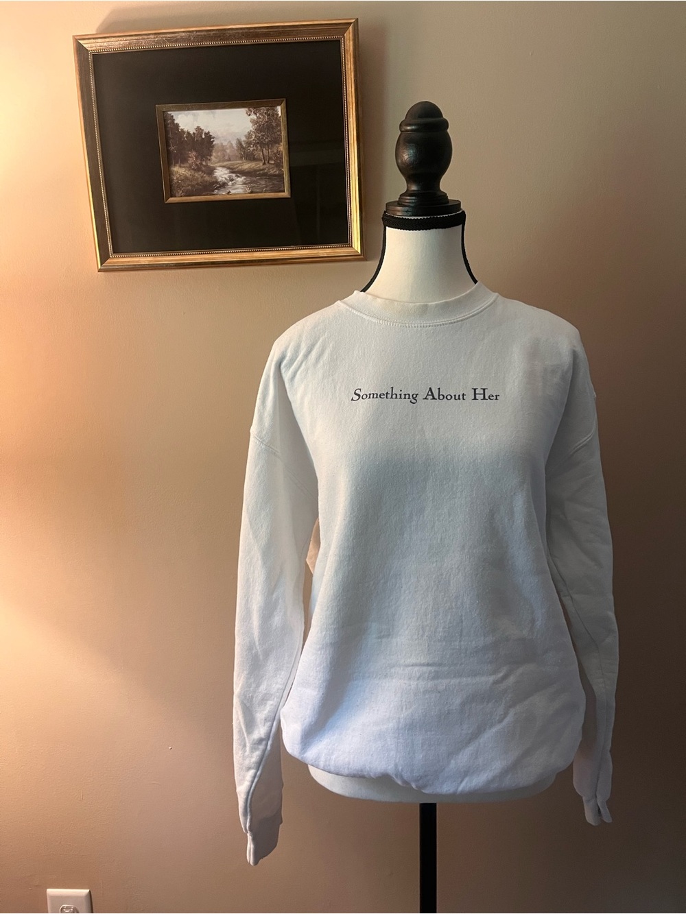 Something About Her White Crewneck Sweatshirt